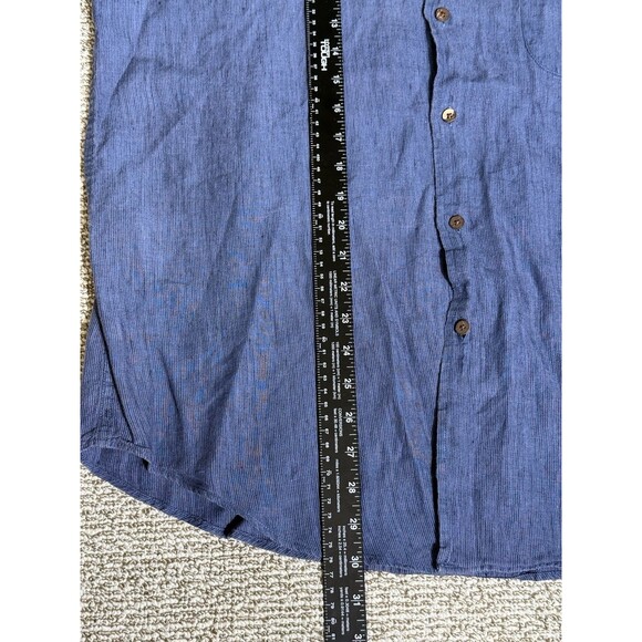 Jos A Bank Button Down Men’s Large Linen Blue Short Sleeve - Picture 6 of 6